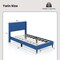 Costway Twin Size Upholstered Platform Bed with Button Tufted Wingback Headboard Blue/Grey